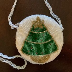 Tiny Vintage Beaded Christmas Change Purse